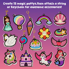 MZYTOZA Aqua Puffs puff art hanging on a backpack
