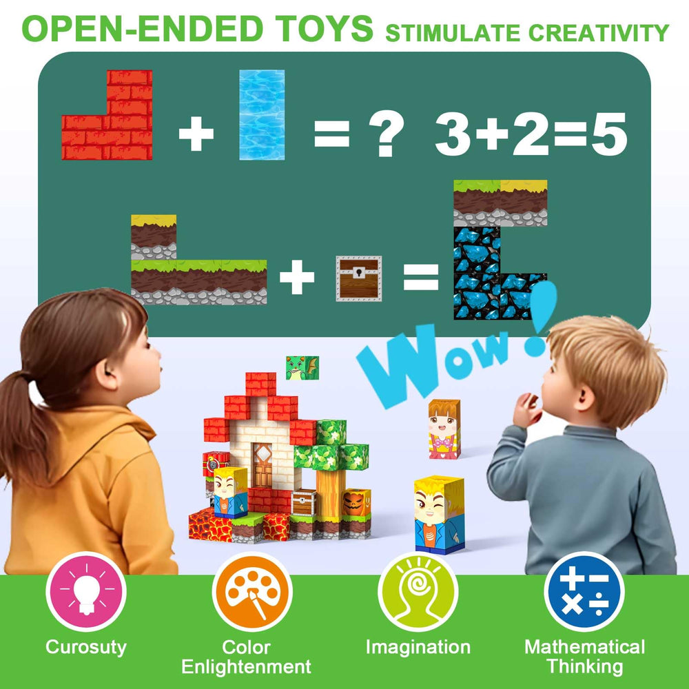 Mzyxxel rocket and castle build with magnetic blocks for STEM play