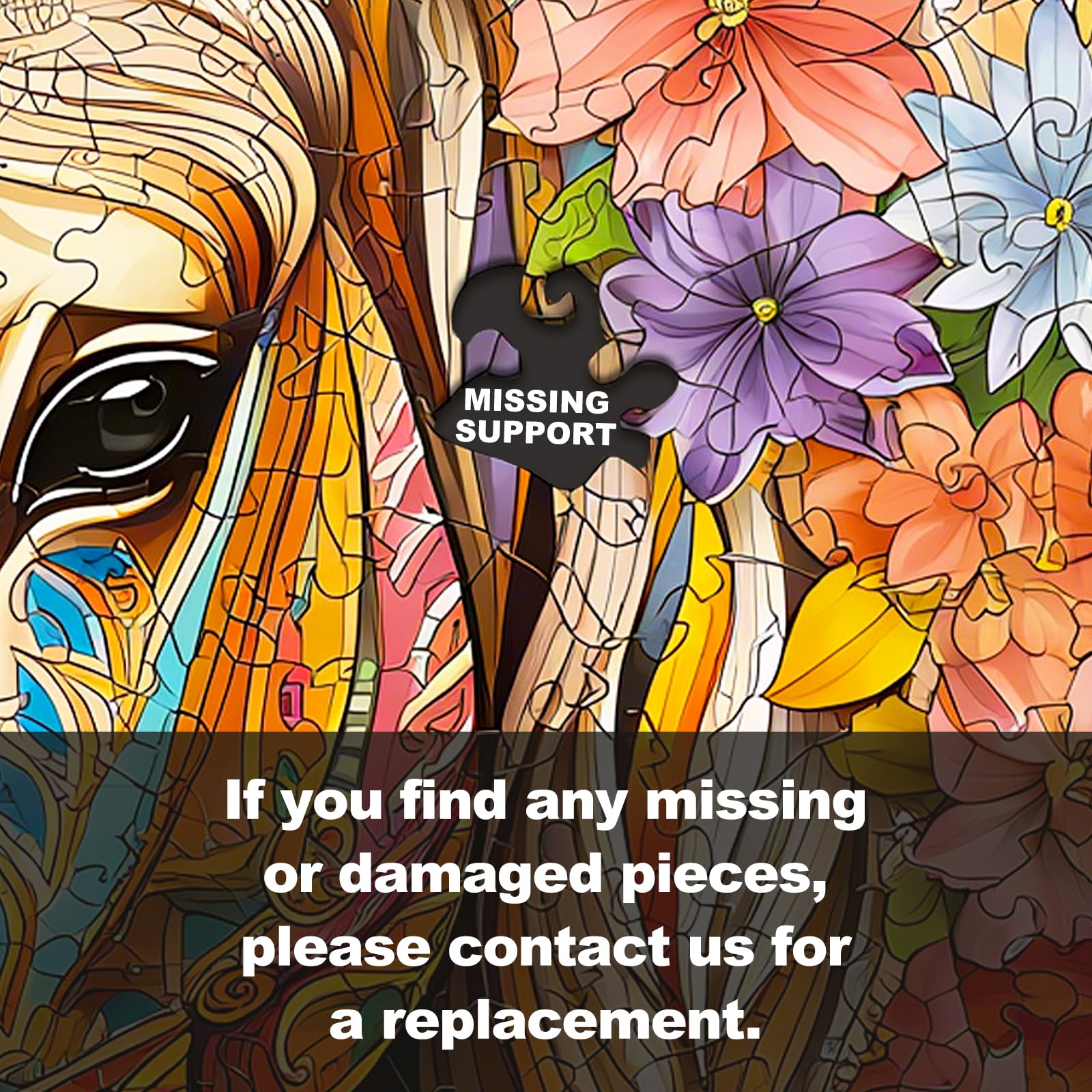 NABYSHOP wooden horse puzzle finished artwork reveals completed design.