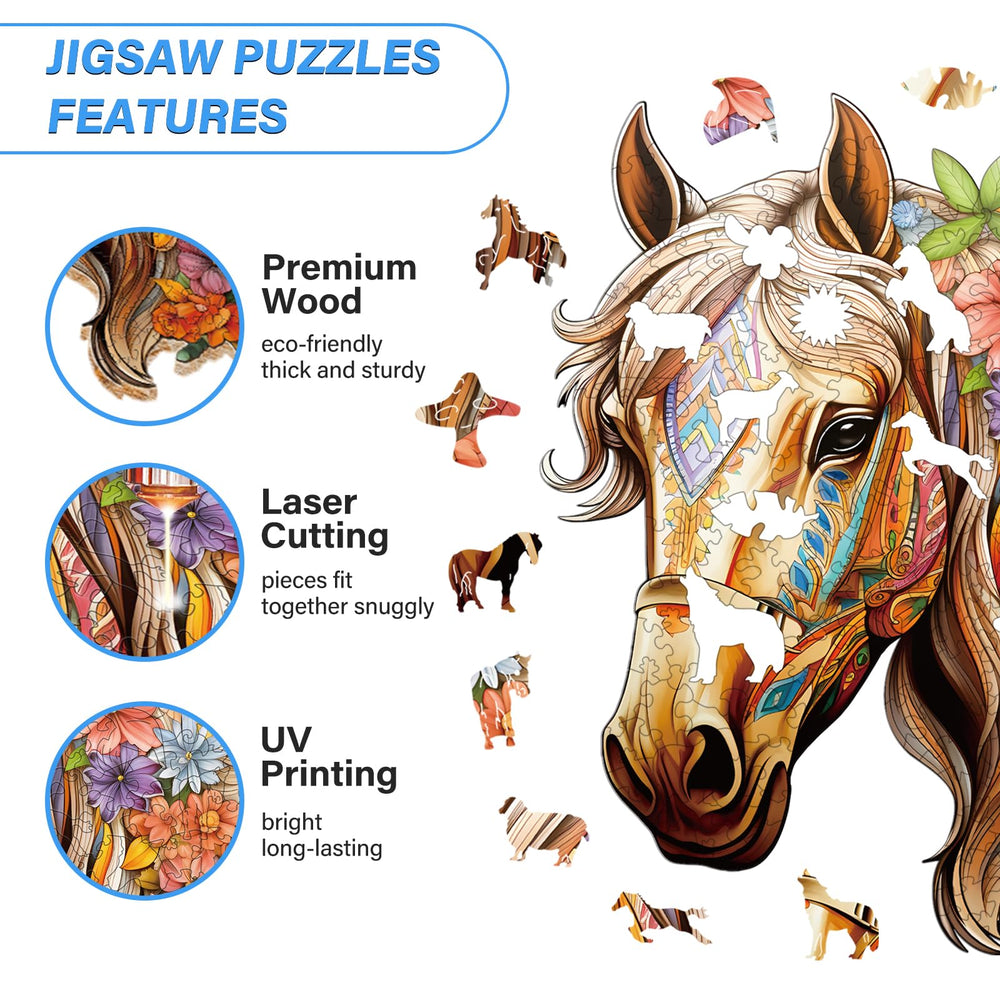NABYSHOP wooden horse puzzle gift box ready for gifting.
