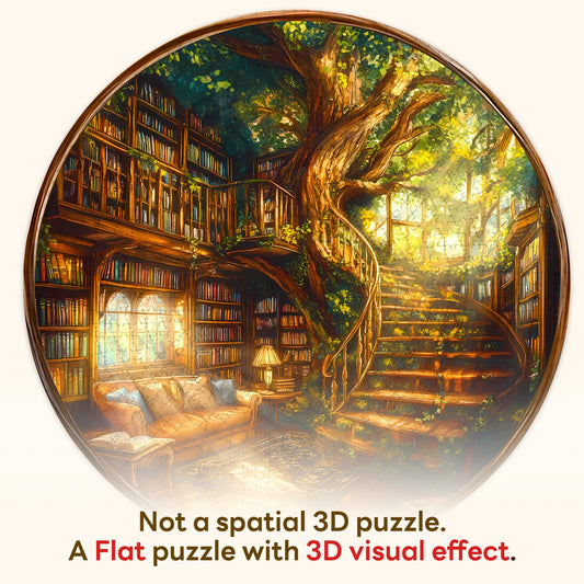 NABYSHOP round-puzzle-family-time featuring a cozy bookstore scene for shared enjoyment.