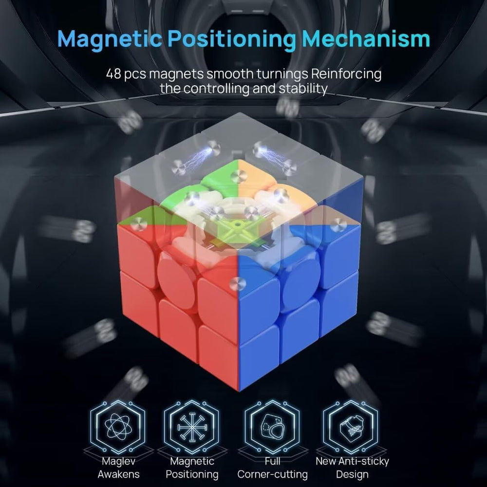 Nabreeli Magnetic Speed Cube 3x3 magnet dial closeup shows tool-free tuning capability.