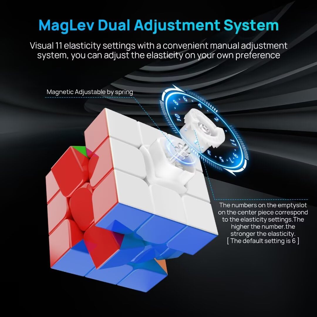 Nabreeli Magnetic Speed Cube 3x3 stickerless face emphasizes durable, color-rich surfaces.