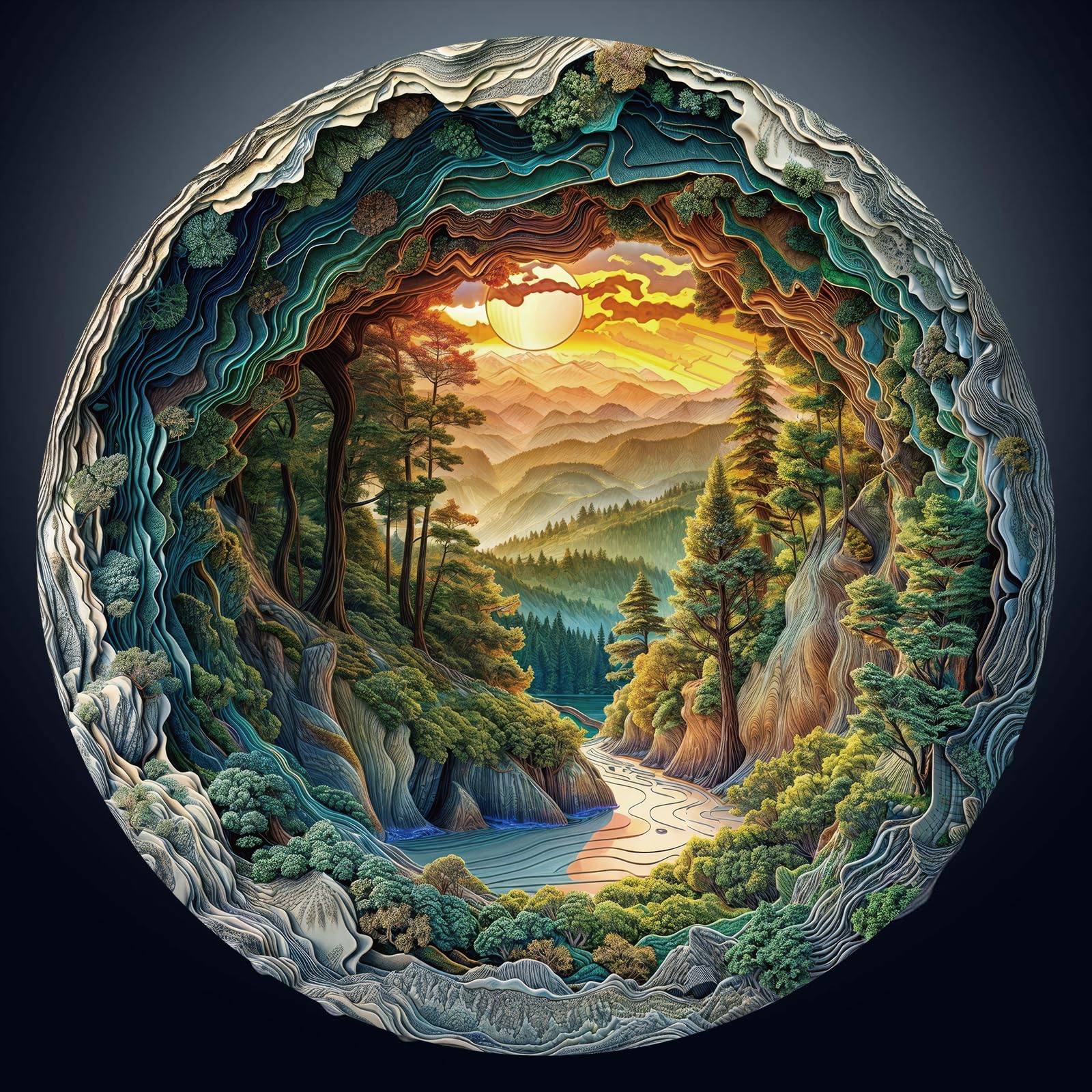 NABYSHOP 1000-piece puzzle forest inside a cave visual for immersive mindful time