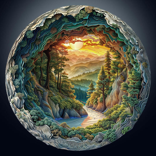 NABYSHOP 1000-piece puzzle forest inside a cave visual for immersive mindful time