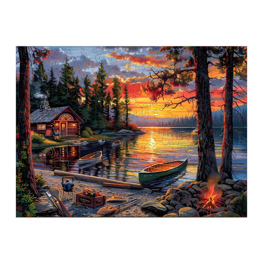 NABYSHOP canoe lake sunset puzzle—serene scene for mindful relaxation