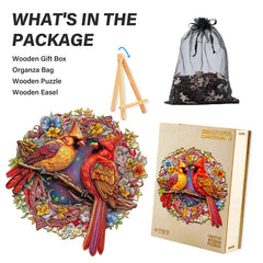 NABYSHOP Cardinal Puzzle showing colorful flowers around a bright cardinal.