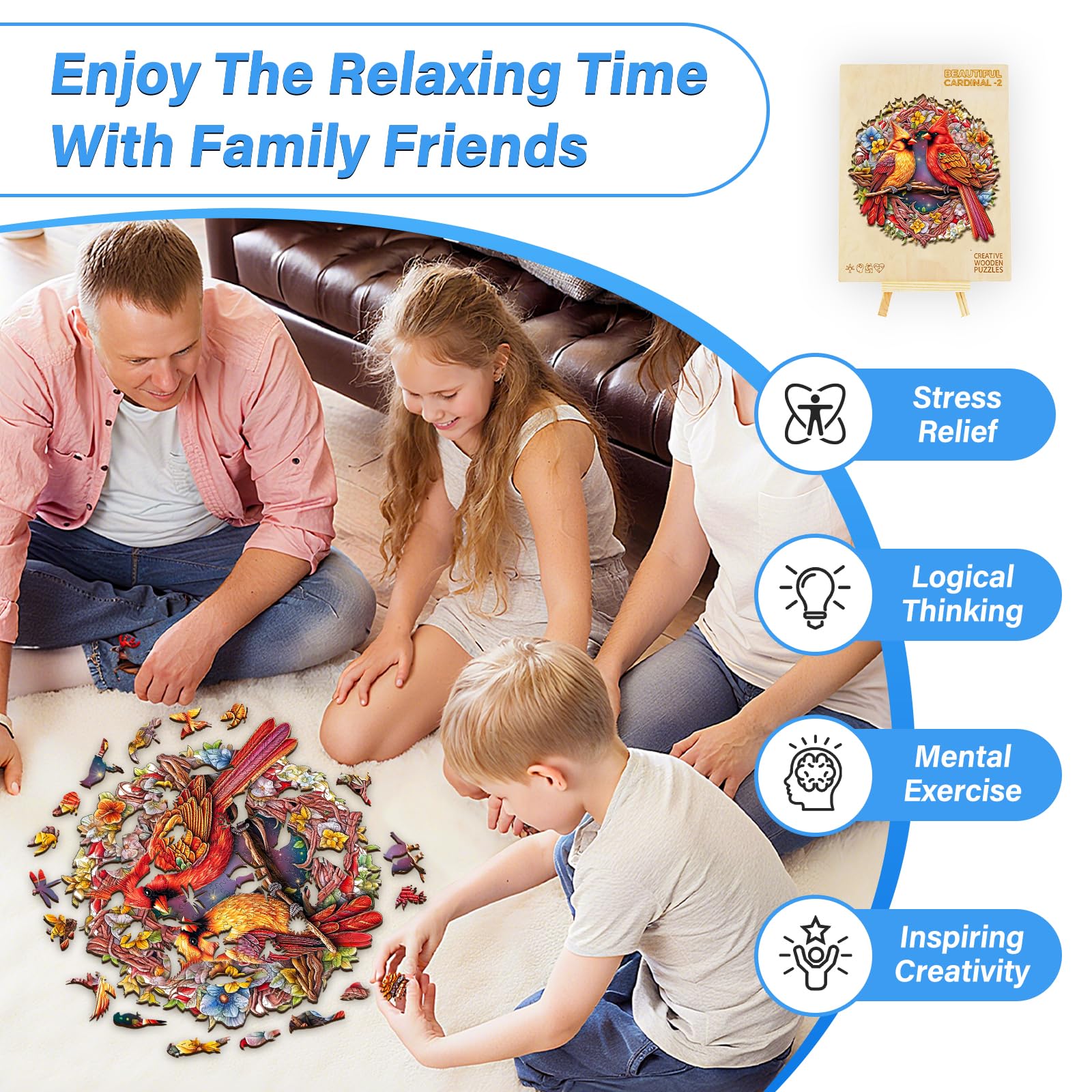 NABYSHOP Gift-ready cardinal puzzle in a wooden box for easy gifting.