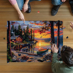 NABYSHOP sunset-cabin puzzle—bright colors with a rewarding completion