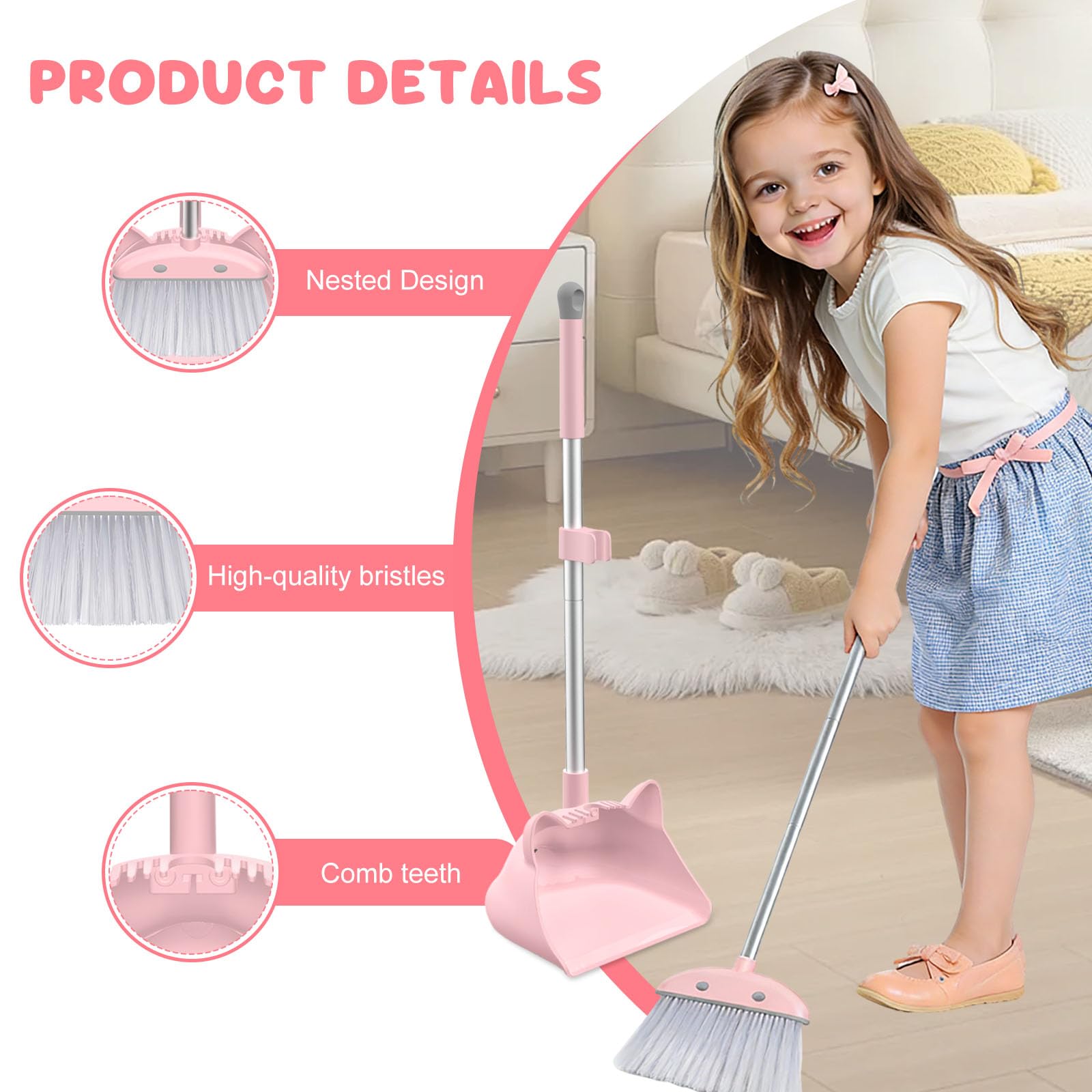 Nacena cat-shaped dustpan shows built-in teeth for debris removal.