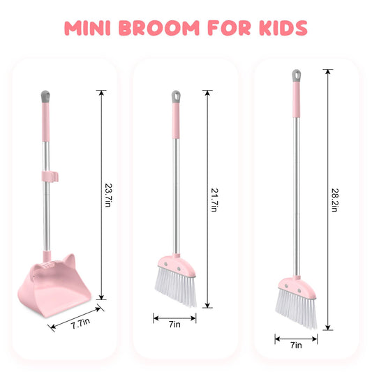 Nacena kids broom with 28-inch handle for easy reach.