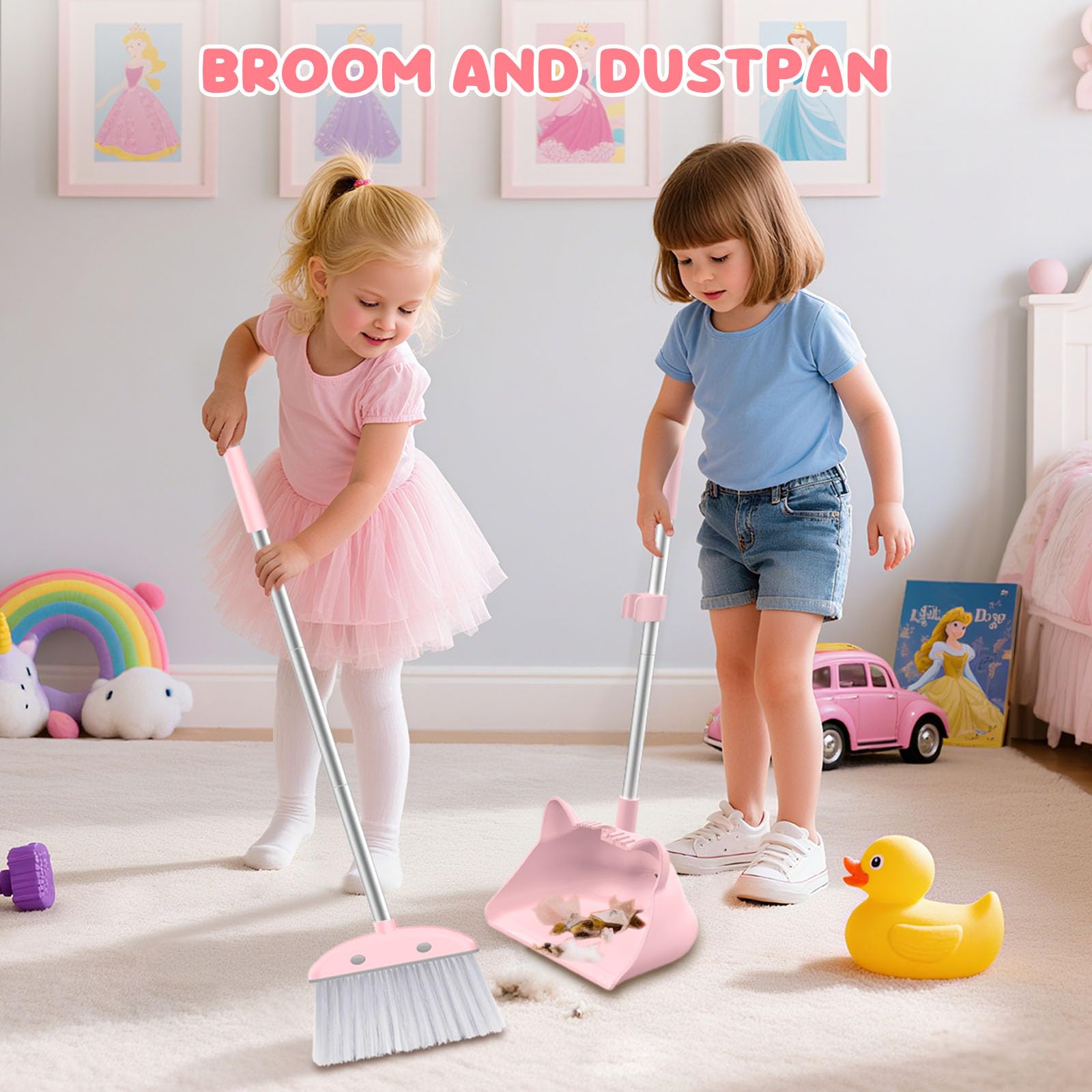 Nacena pink cleaning set designed for toddlers' use and participation.