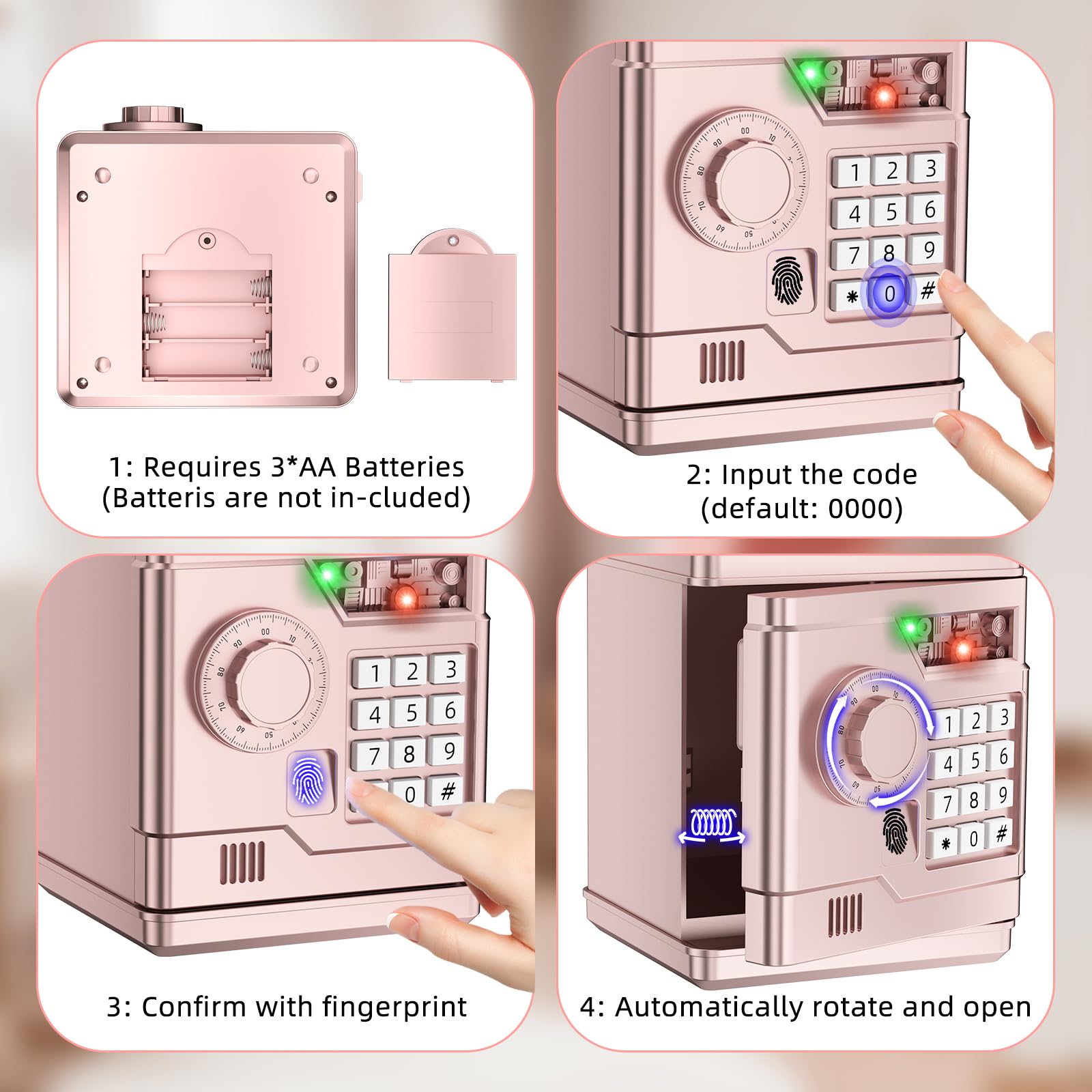NAFEIV Kids Piggy Bank rose gold compact design for small spaces.