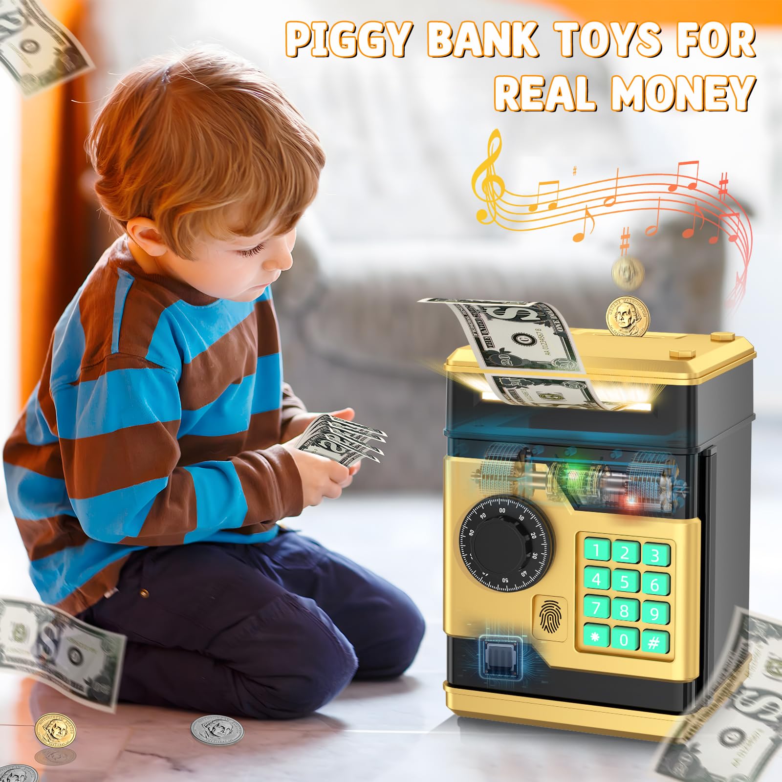 NAFEIV Piggy Bank fingerprint sensor closeup for quick unlocking