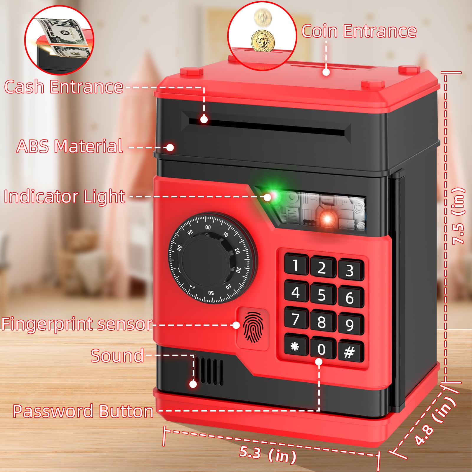 NAFEIV Piggy Bank fingerprint unlock offers quick, secure access.
