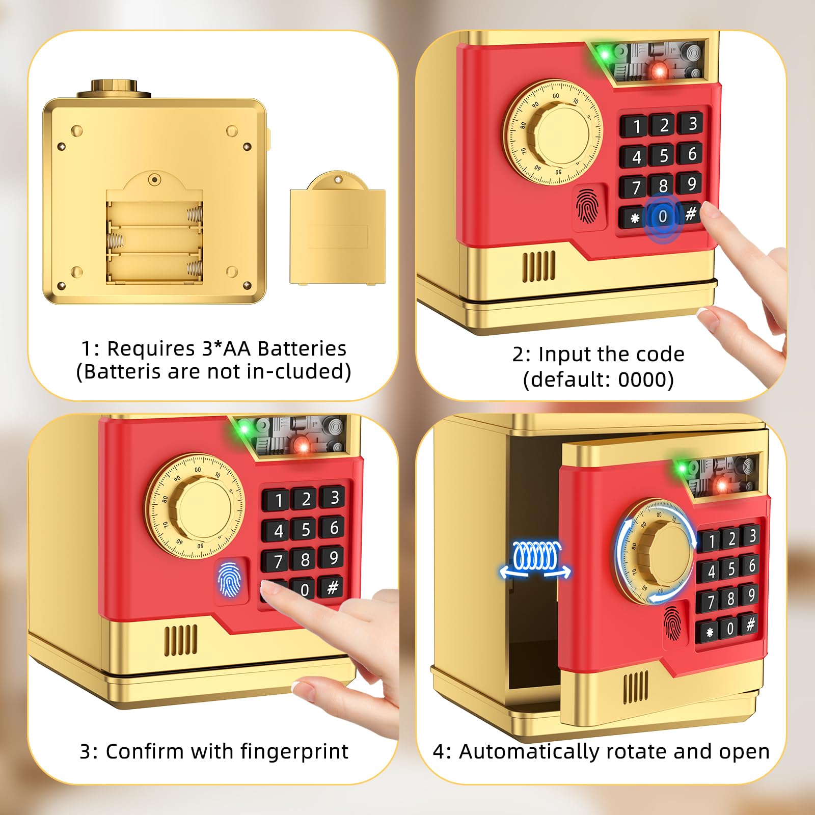 NAFEIV piggy bank gold music function with adjustable volume for saving sessions