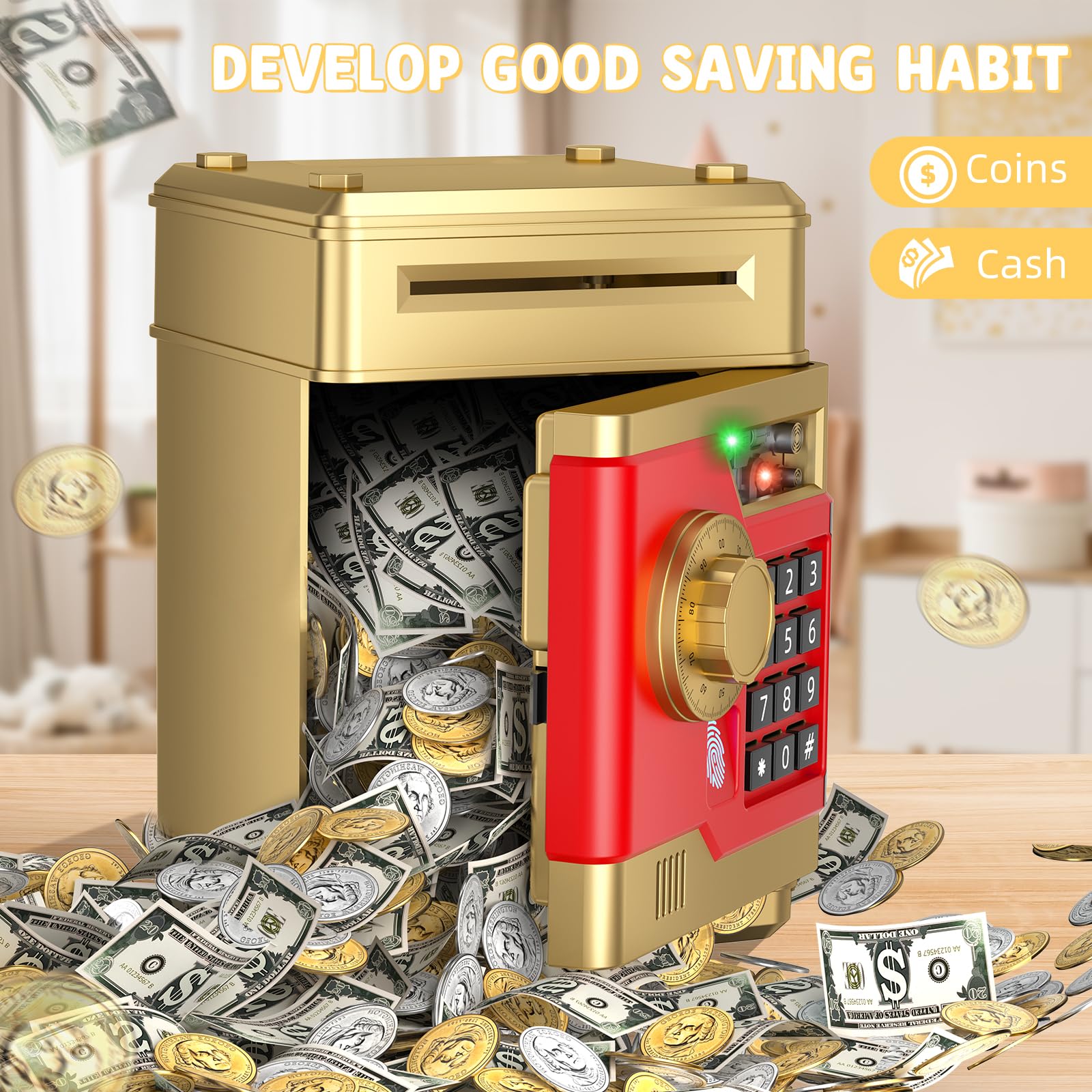 NAFEIV piggy bank gold password change and reset process shown clearly