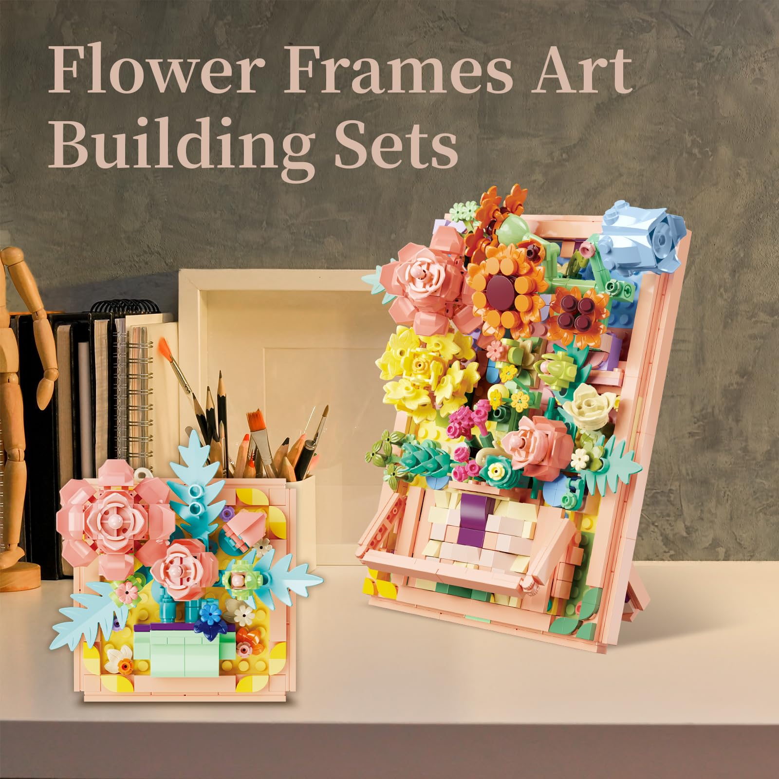 NAFONRU Flowers Building Set Camellia Frame delivers elegant, realistic petals in a 3D display.