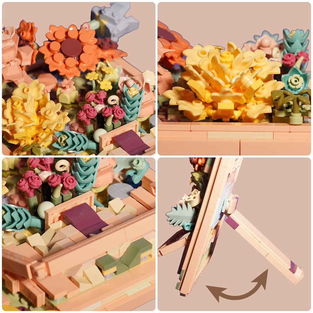 NAFONRU Flowers Building Set Carnation Frame creates a timeless desk centerpiece.