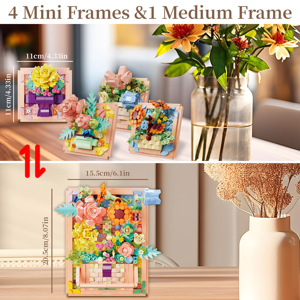 NAFONRU Flowers Building Set Sunflower Frame brightens any room with cheerful botanical art.