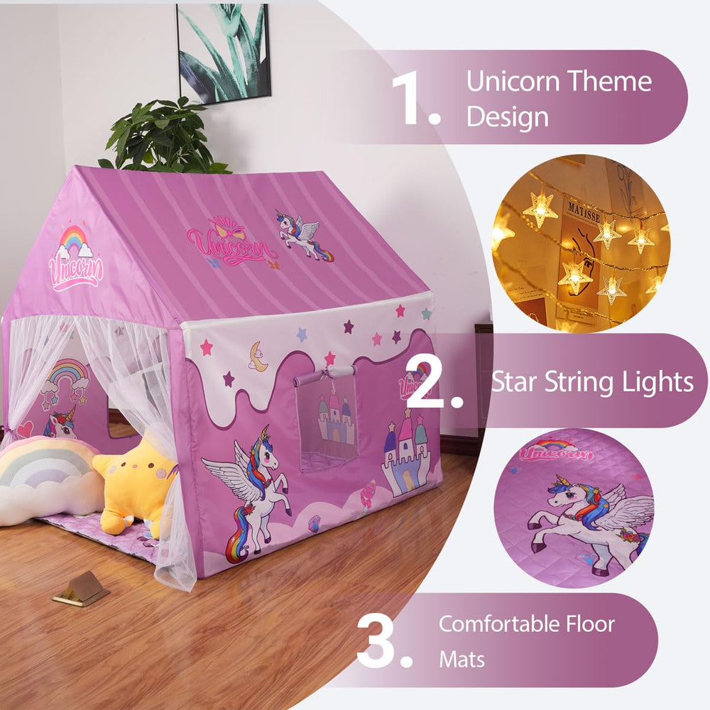 Naibrxh Princess Unicorn Castle Playhouse demonstrates easy setup for quick playtime