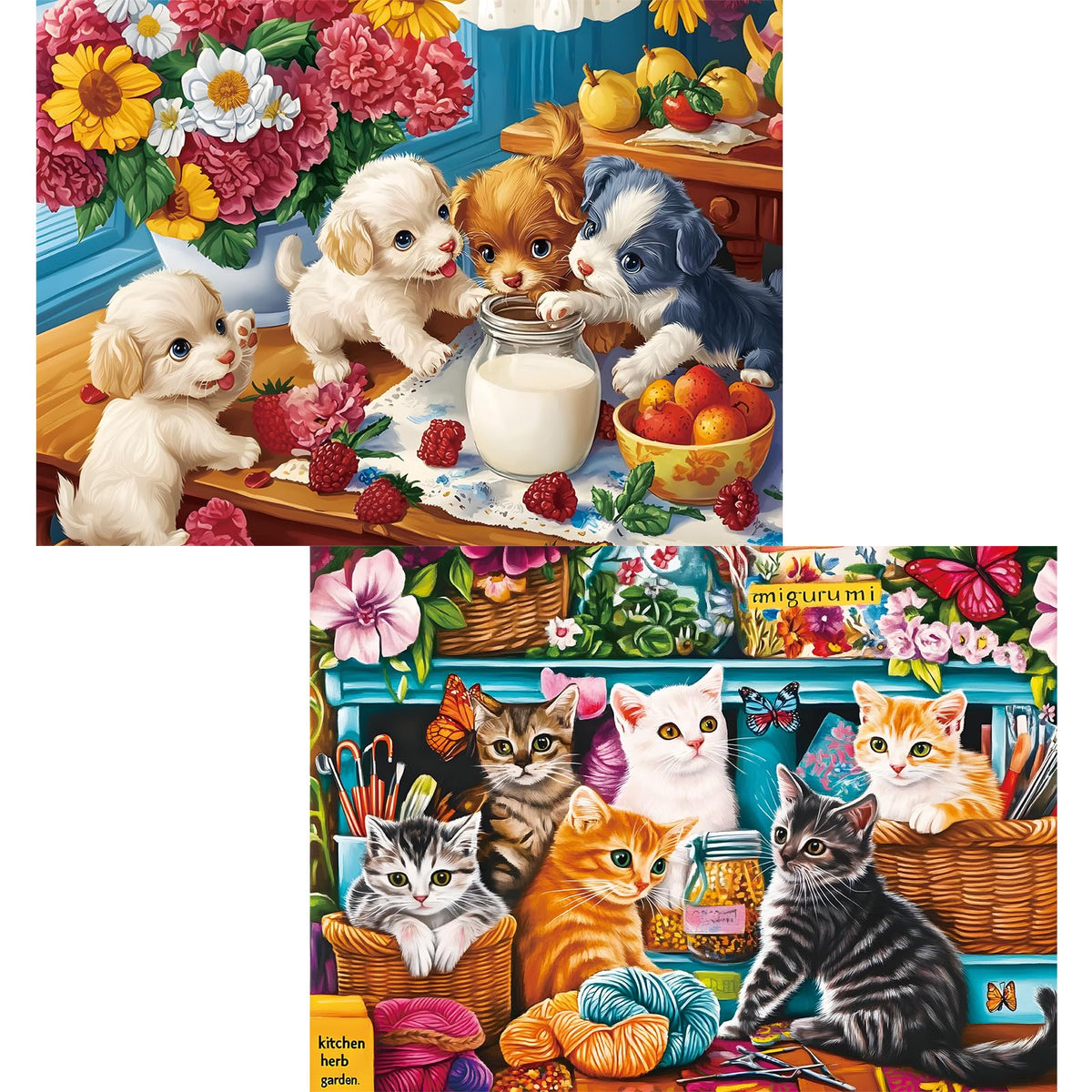 Najiaxiaowu 2-pack 300-piece dog and cat puzzles for adults and teens