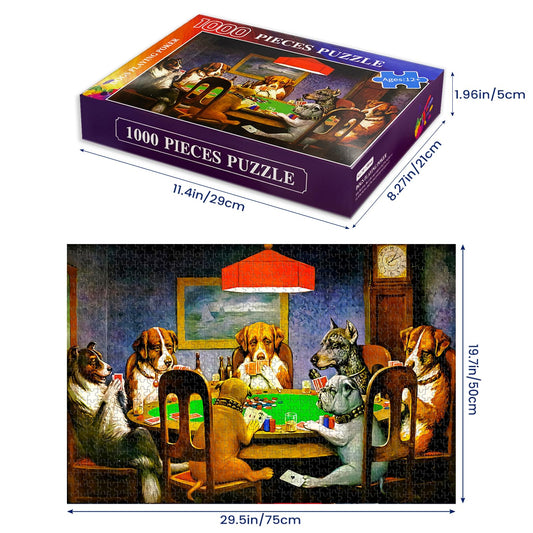 Najiaxiaowu dogs playing poker puzzle pieces close-up, showcasing smooth edges for safe handling