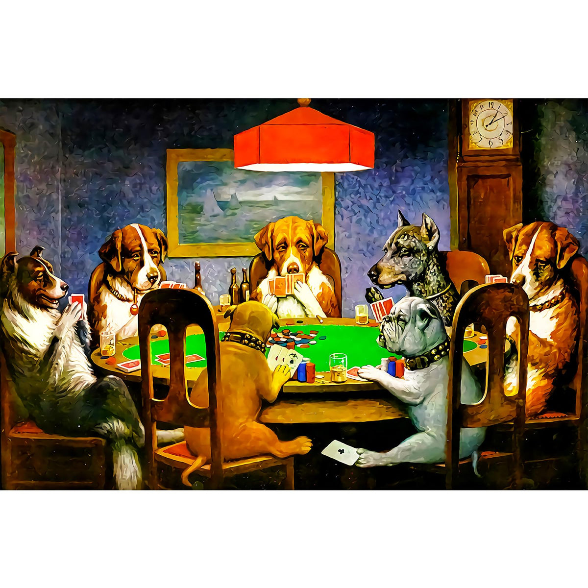 Najiaxiaowu 1000-piece dogs playing poker puzzle box image, ideal for family game night