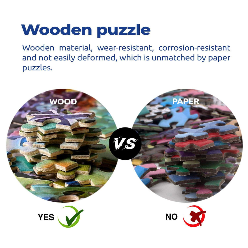 Najiaxiaowu wooden puzzle closeup shows vibrant, glare-free inks.