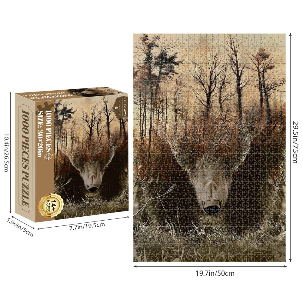 Najiaxiaowu WOZUIBAN bear design puzzle showcased on a wooden board