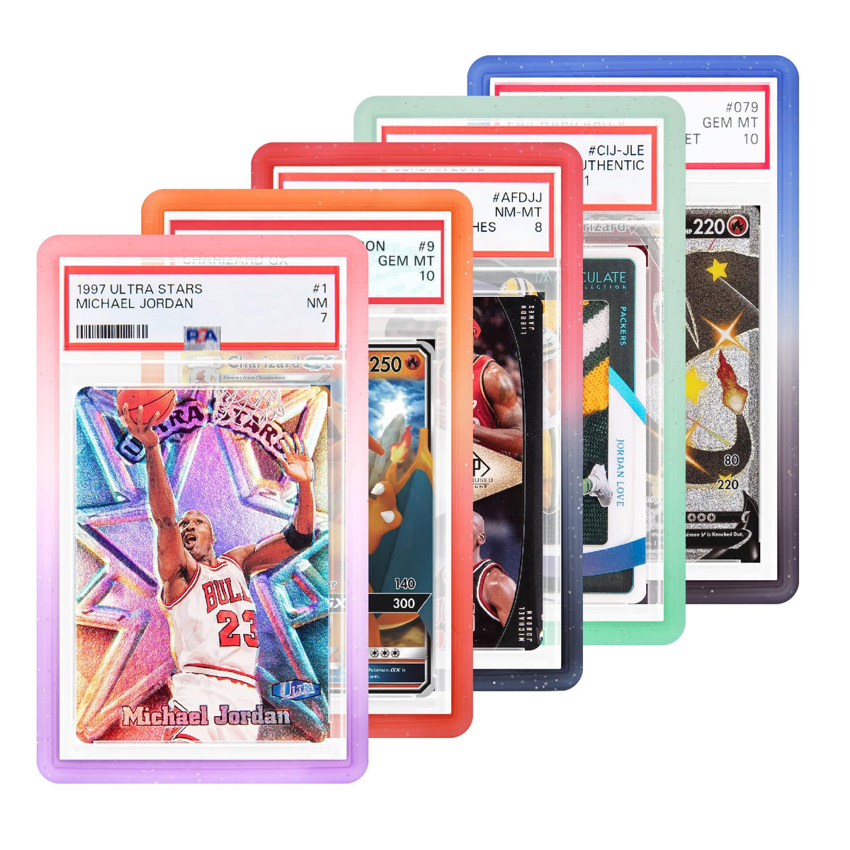 NAKIS Slab Guard gradient pack front protects PSA graded cards with stylish color