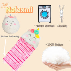 Nalexmi soft plush fabric on sleeping bag delivers skin-friendly comfort.