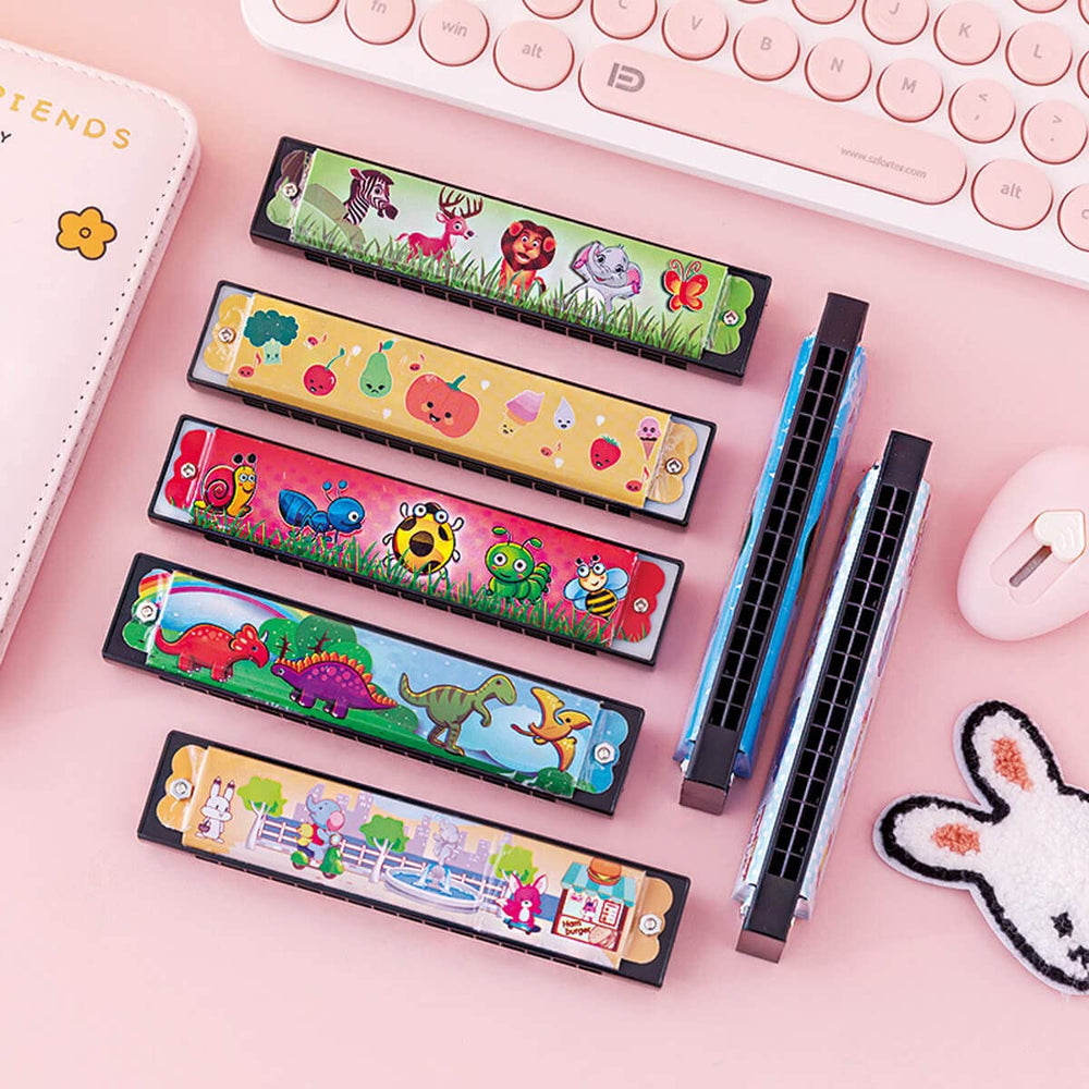 Namubarwa harmonica with rocket pattern ideal party favor.