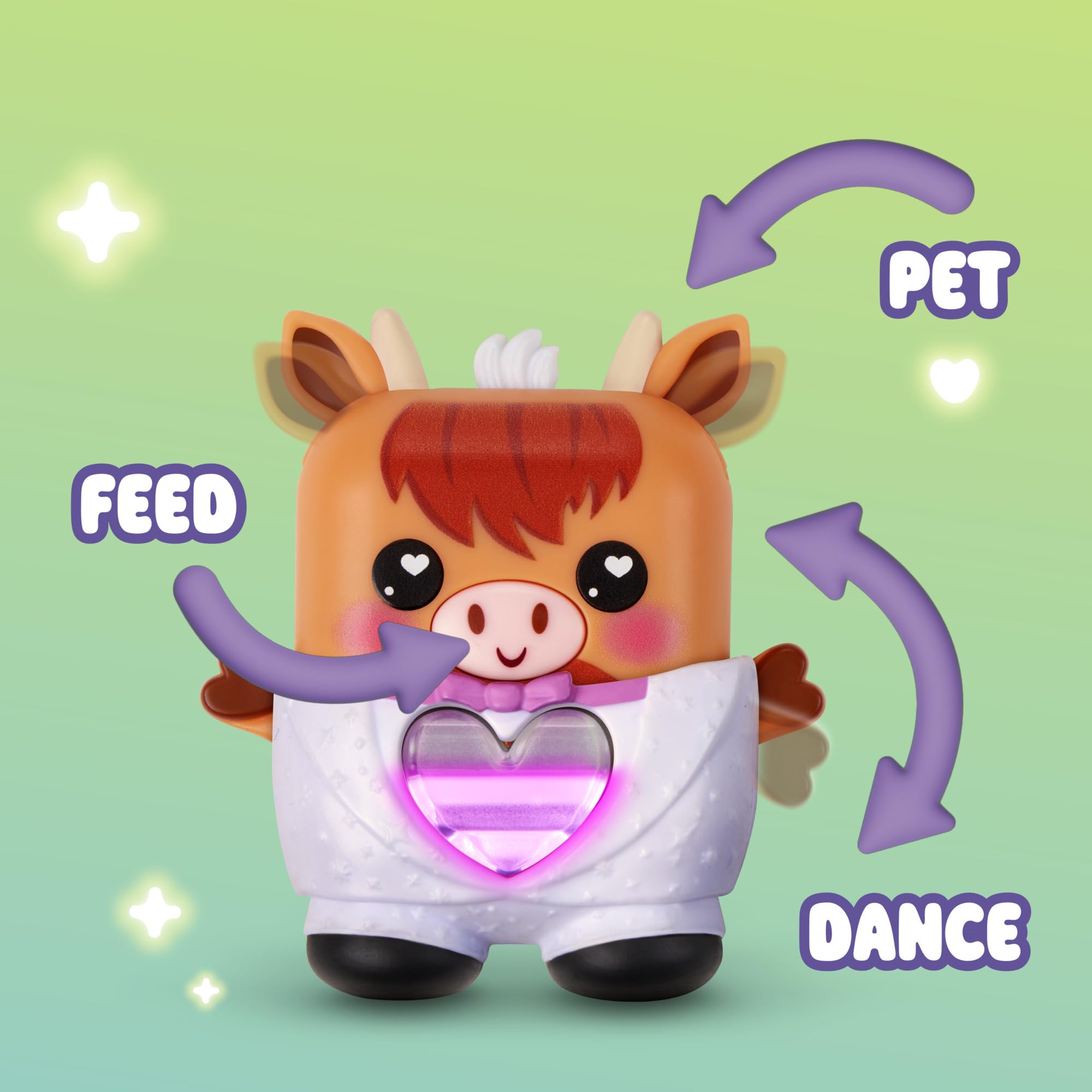 Cowbert mouth press feeds him when orange heart appears for hunger