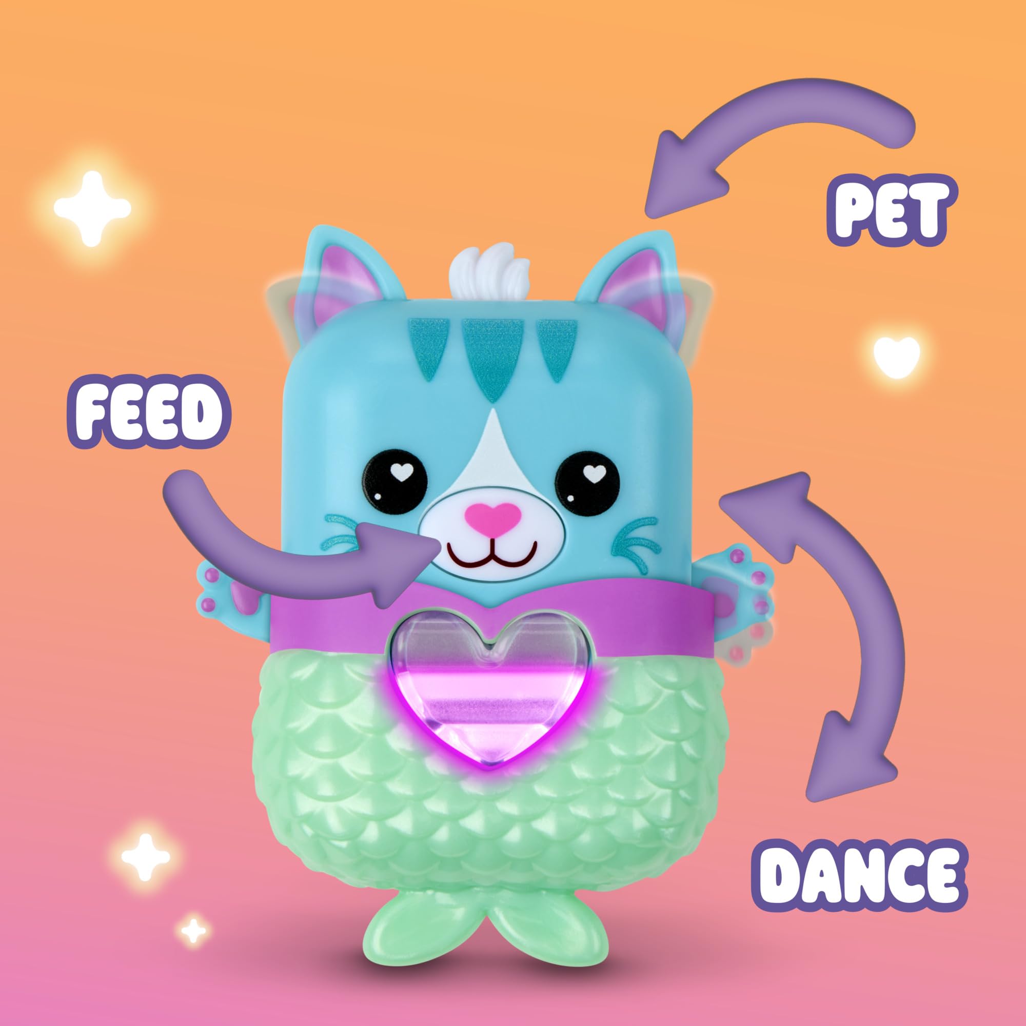 Nano-MALS Pawtricia blue cat ears action for pet interactions and rewards.