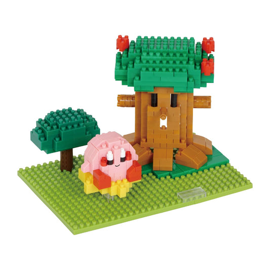 Nanoblock Kirby Dream Land assembly showcases 380-piece detail for a compact display.