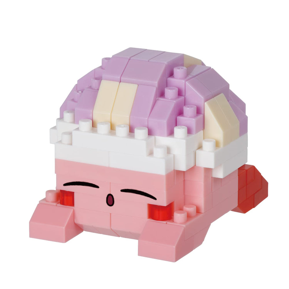 Nanoblock Kirby Sleeping Kirby figure close-up for desk display and collection.