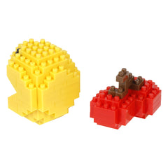 Nanoblock Pac-Man and Cherry build process highlighting compact precision