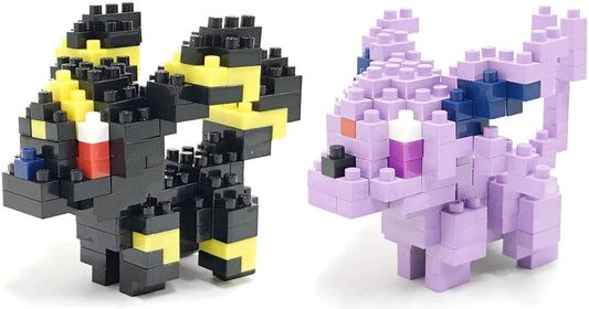 Nanoblock Umbreon assembly highlights fine texture for collection display.