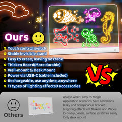 NanoMin LED drawing board features an 11.8 by 8 inch transparent surface for notes and art.