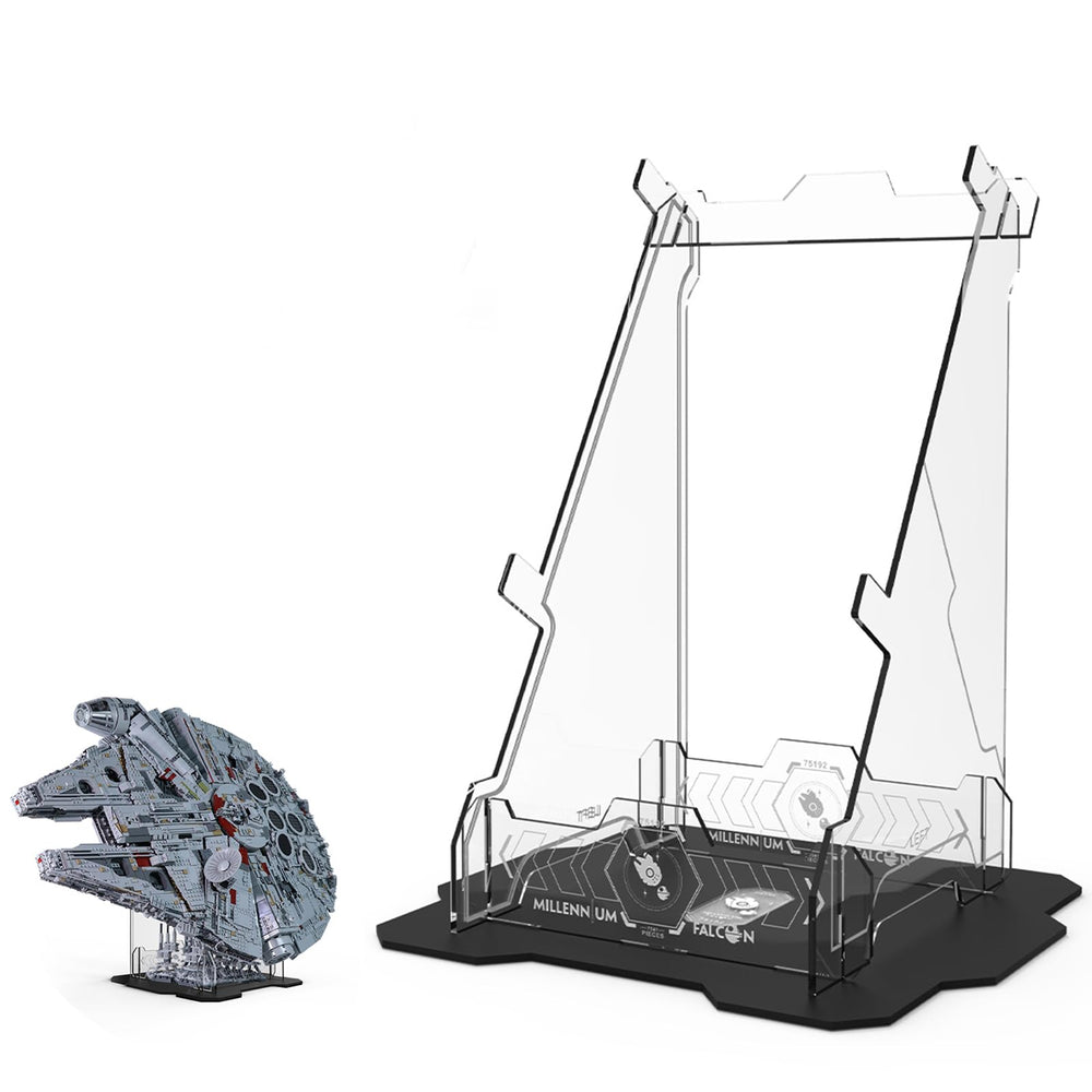 NAOCARD Millennium Falcon stand front view for stable desk display