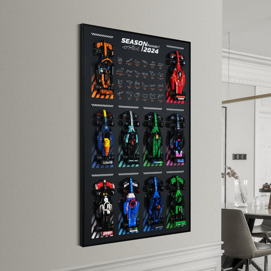 NAOCARD speed champions wallboard with aluminum frame for space-saving display.