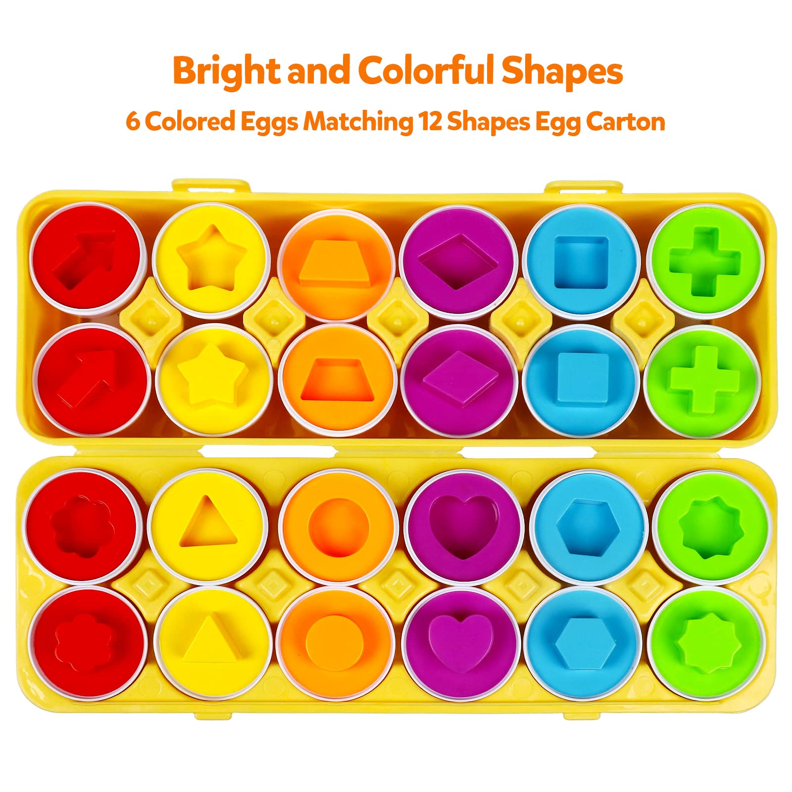 NAODONGLI eggs with embossed shapes inside for color recognition play.