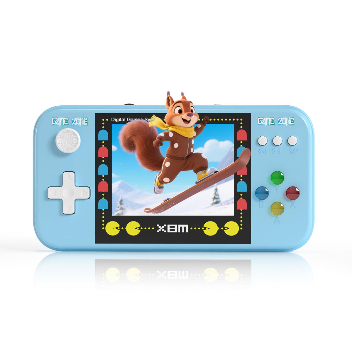 NAONII handheld console with 500 built-in games for versatile retro gaming on the go.
