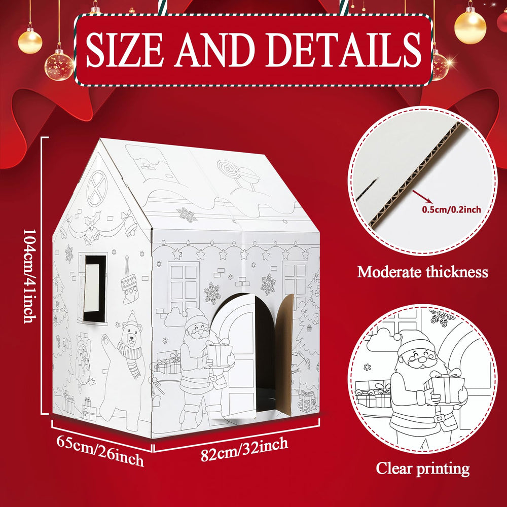Naozinebi Christmas Playhouse Christmas tree pattern adds festive design for imaginative play and decor