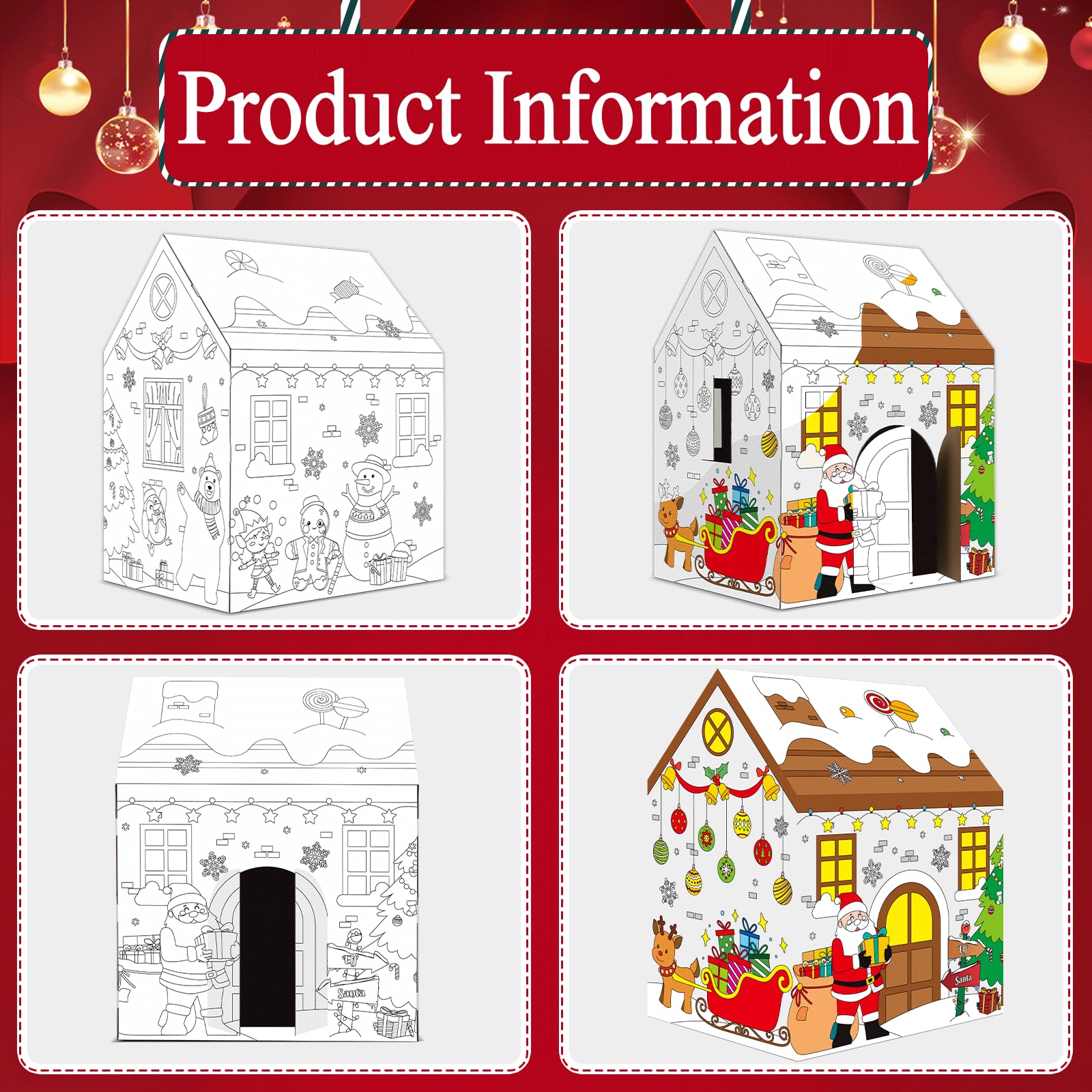 Naozinebi Christmas Playhouse coloring canvas supports fine motor practice through coloring and patterning