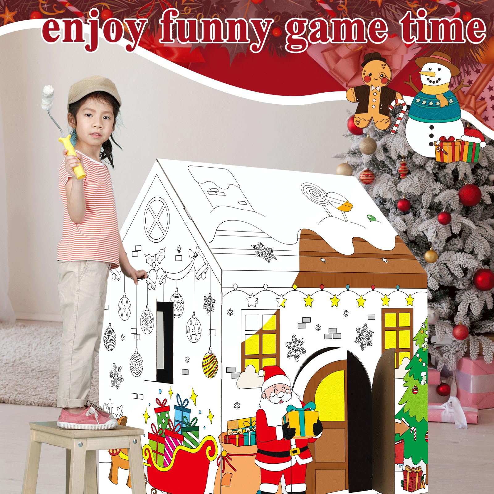 Naozinebi Christmas Playhouse easy assembly promotes family collaboration during setup