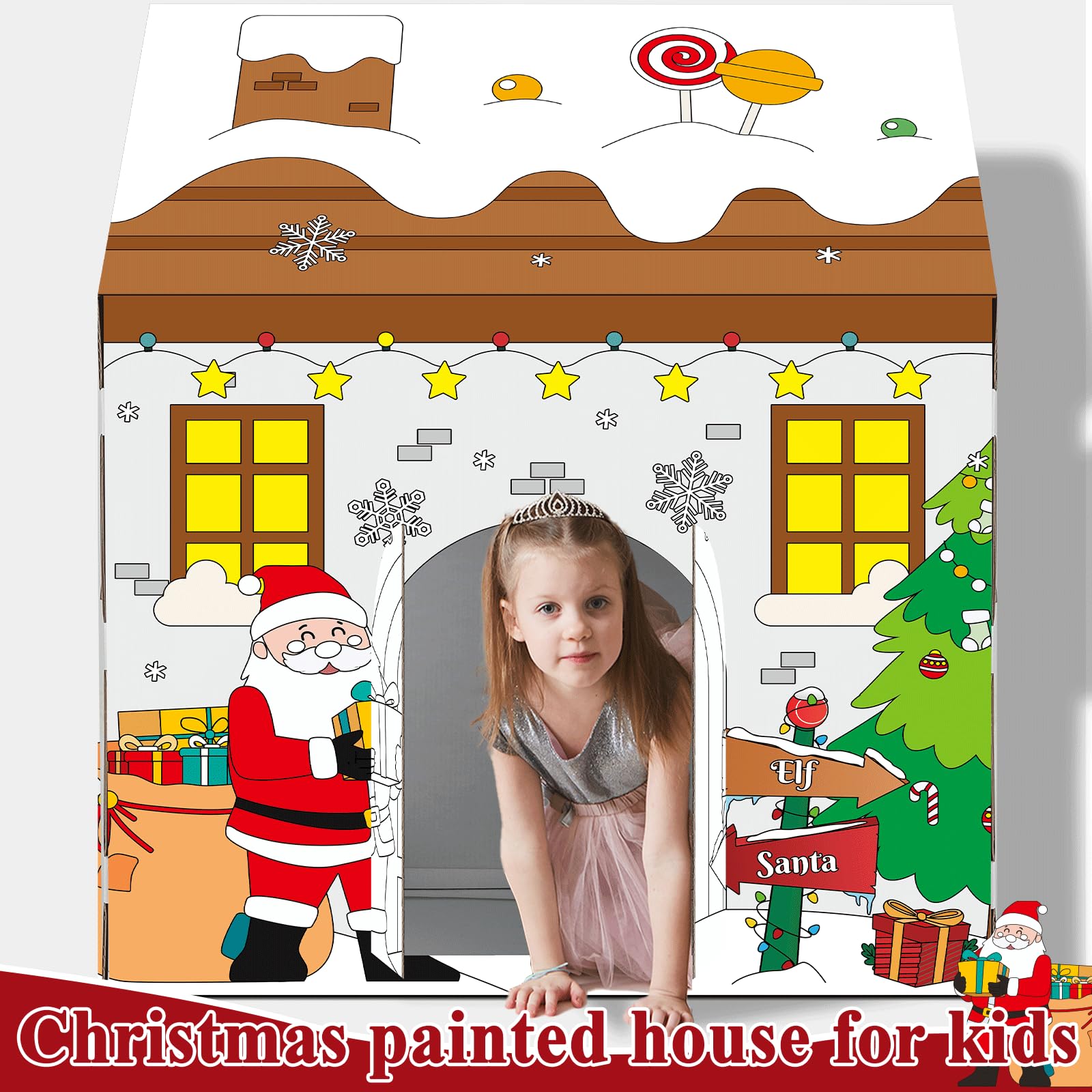Naozinebi Christmas Playhouse durable vivid print keeps holiday scenes engaging
