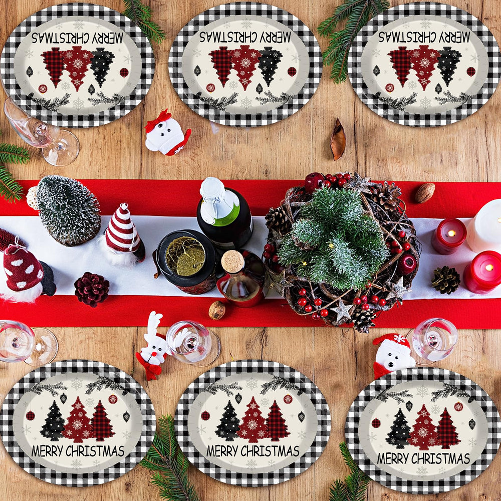 Naozinebi festive table setup with holiday plates for quick cleanup.