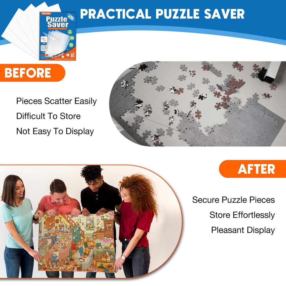 Nariolar puzzle glue sheets back view with puzzle securely held.